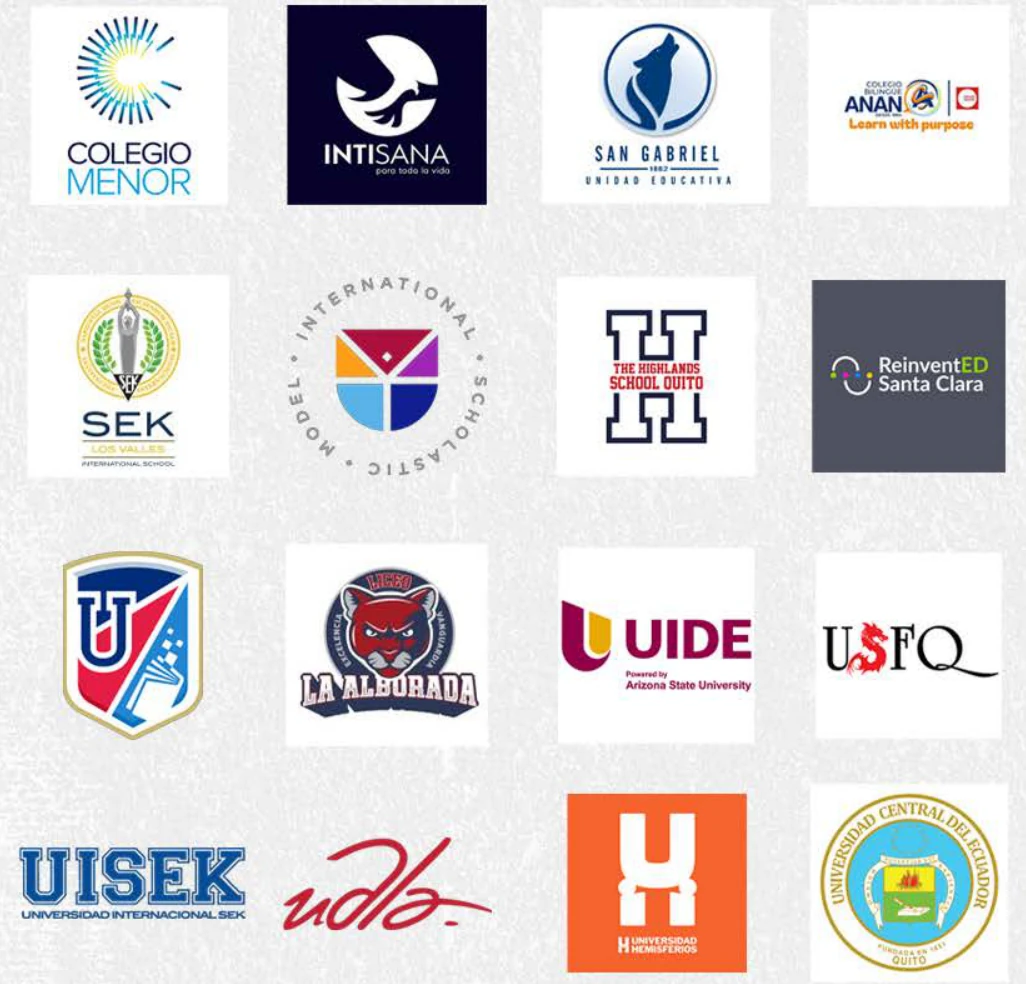 Logotipos de colegios y universidades donde montamos la pista móvil